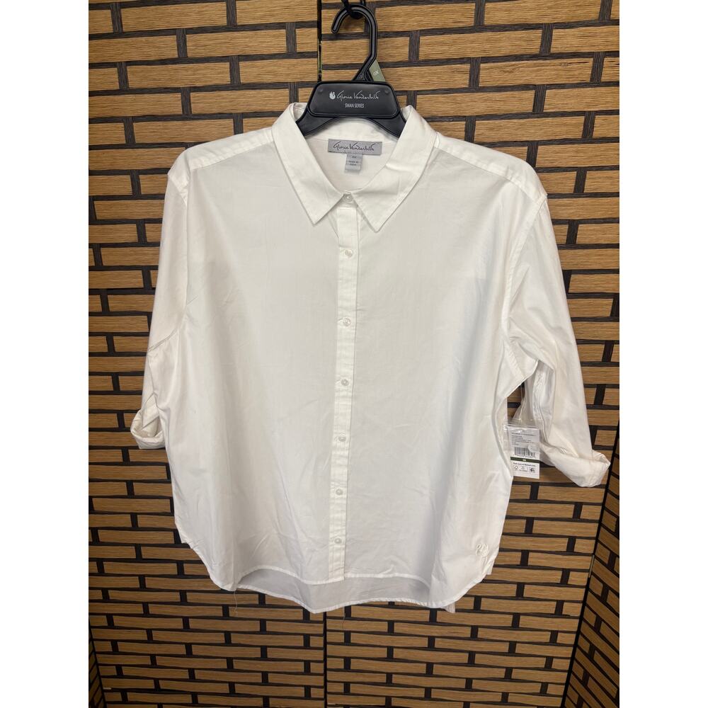 Gloria Vanderbilt Amanda Oversized White Button Down Shirt Size 0X